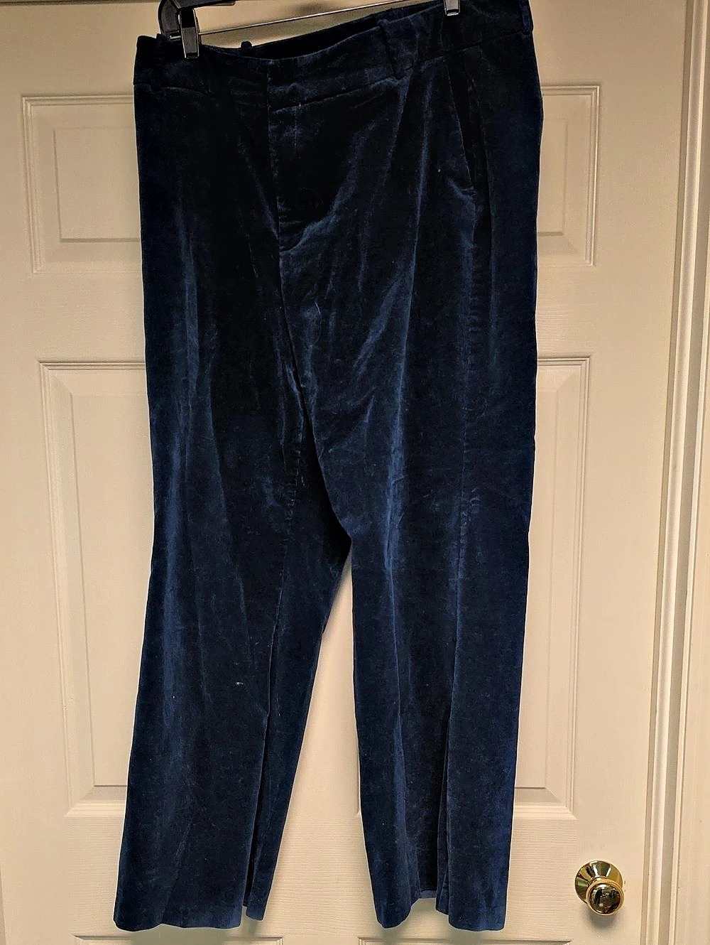 Corduroy Straight-Leg Pants in Dark Teal Blue